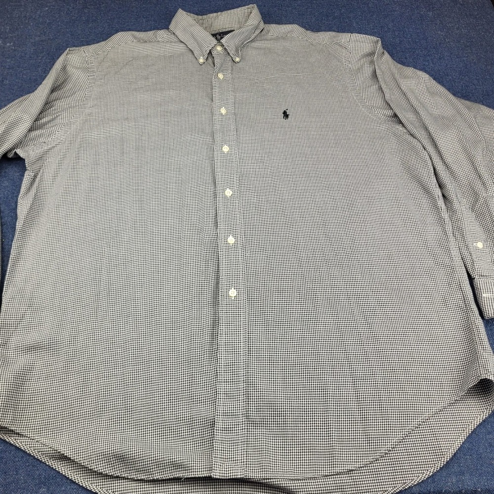Ralph Lauren Yarmouth Mens L 17 34/35 Black White Houndstooth Cotton Button Down